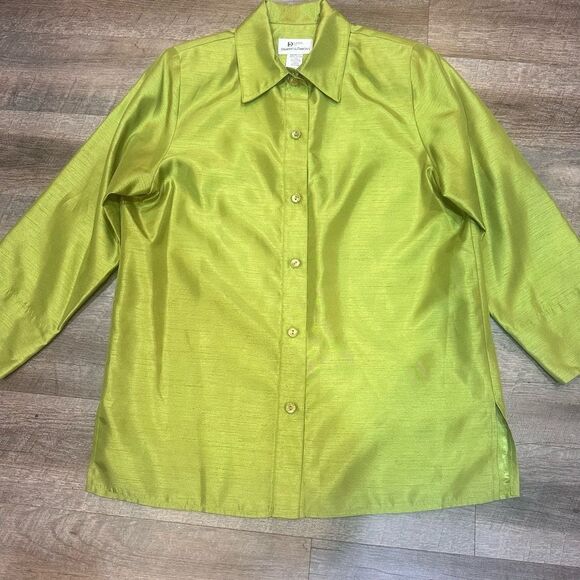 Da-rue for Draper’s & Damon’s vintage 90’s lime green metallic top size … - Picture 1 of 13